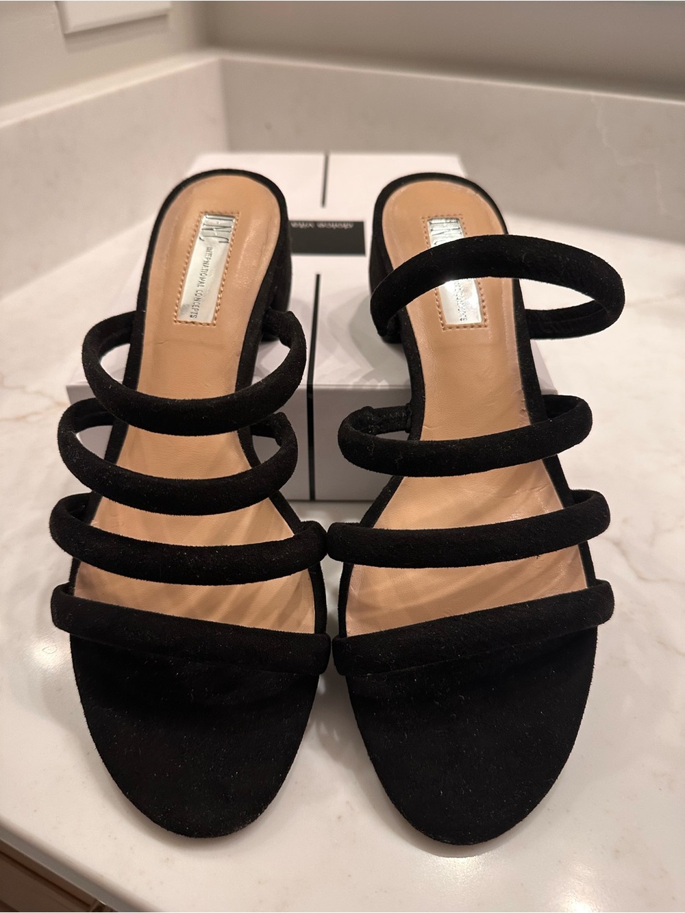 INC International Concepts Black Multi-Band Slide Mules